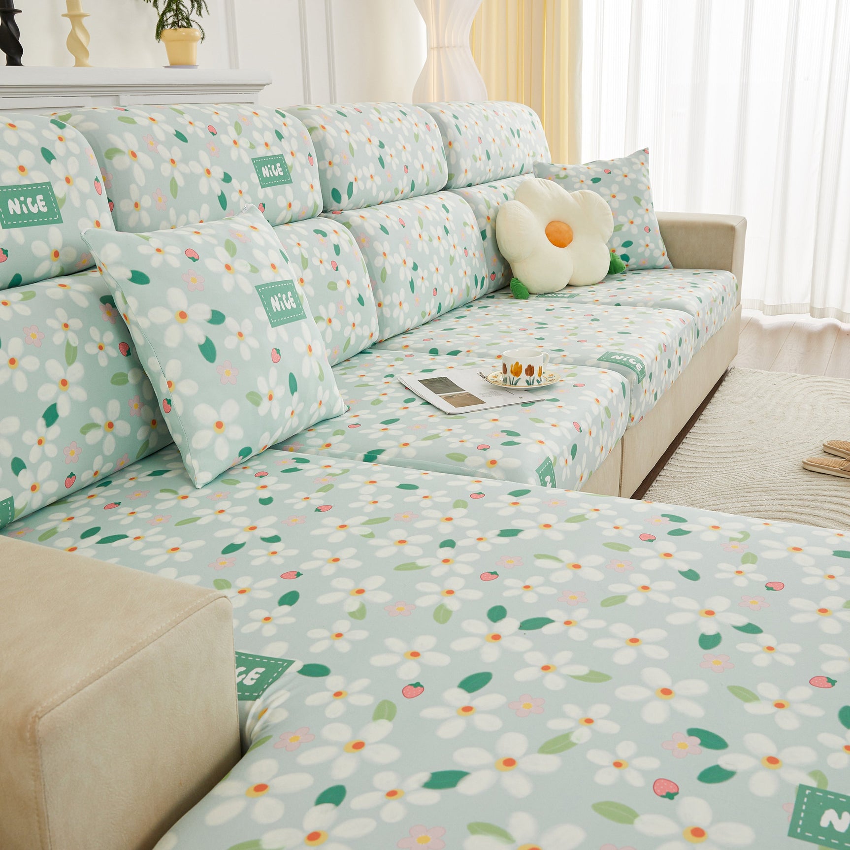 Stretch Individual Cushion Slipcovers, Furniture Protector with Elastic Bottom, Couch Cover Replacement - Ornate Home