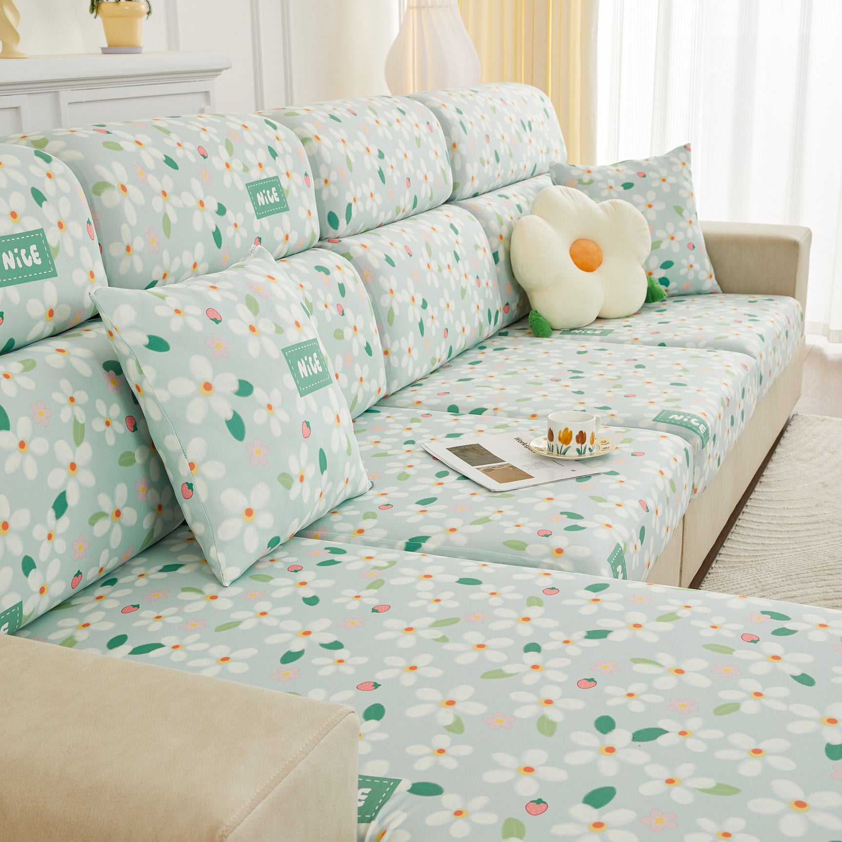 Stretch Individual Cushion Slipcovers, Furniture Protector with Elastic Bottom, Couch Cover Replacement - Ornate Home
