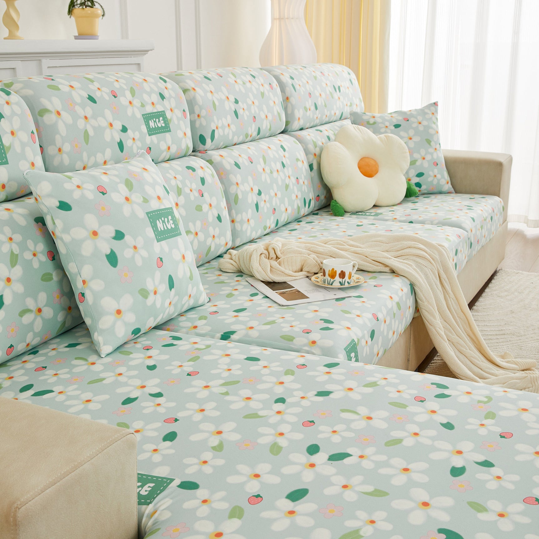 Stretch Individual Cushion Slipcovers, Furniture Protector with Elastic Bottom, Couch Cover Replacement - Ornate Home