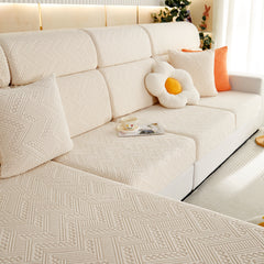Stretch Jacquard Fleece Settee Cushion Covers, Stylish Non Slip Couch Cushion Covers for Sectional Sofas - Ornate Home