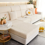 Stretch Jacquard Fleece Settee Cushion Covers, Stylish Non Slip Couch Cushion Covers for Sectional Sofas - Ornate Home