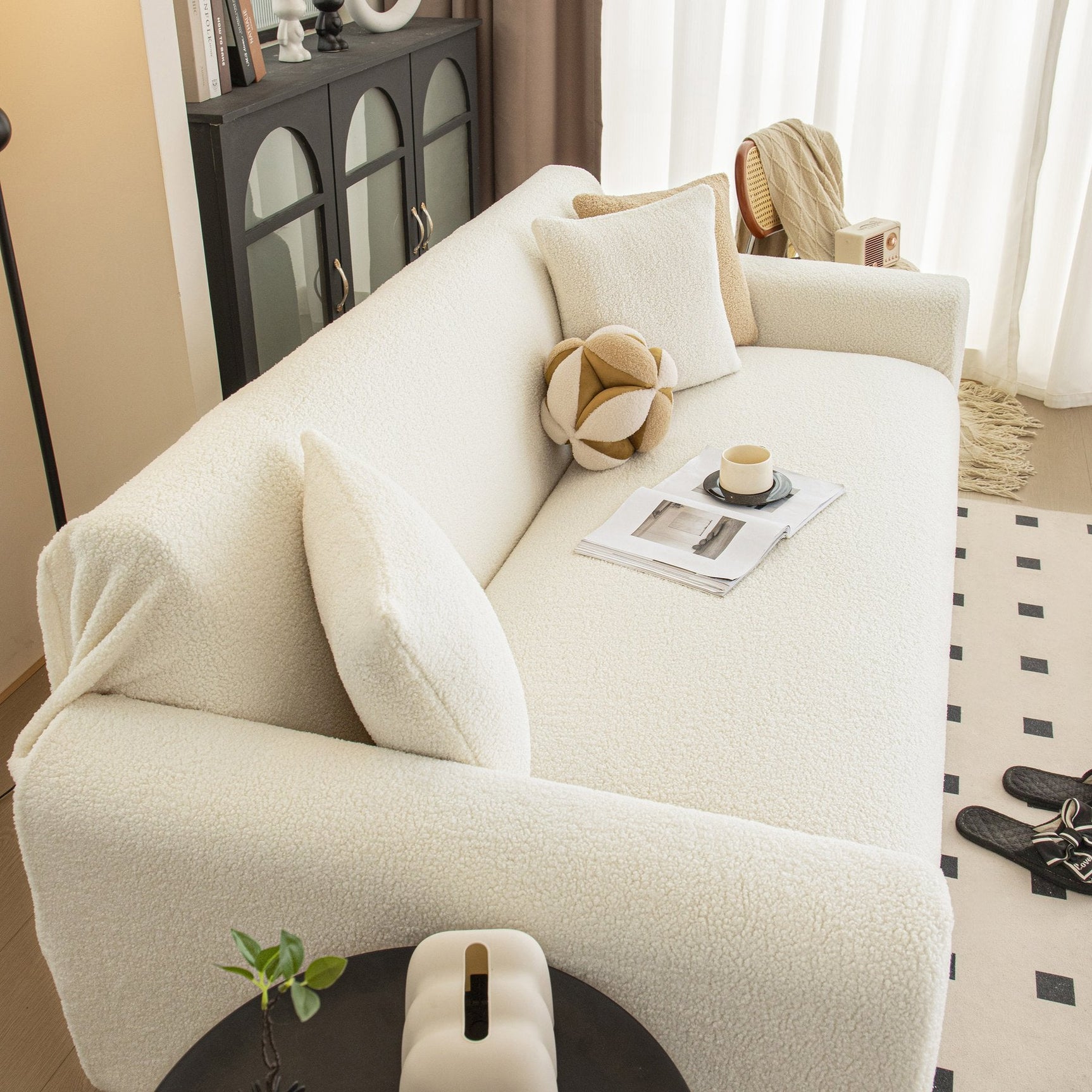 Stretch Plush Fitted Couch Slipcover Furniture Protector for 1/2/3/4/5 Cushion Couch - Ornate Home