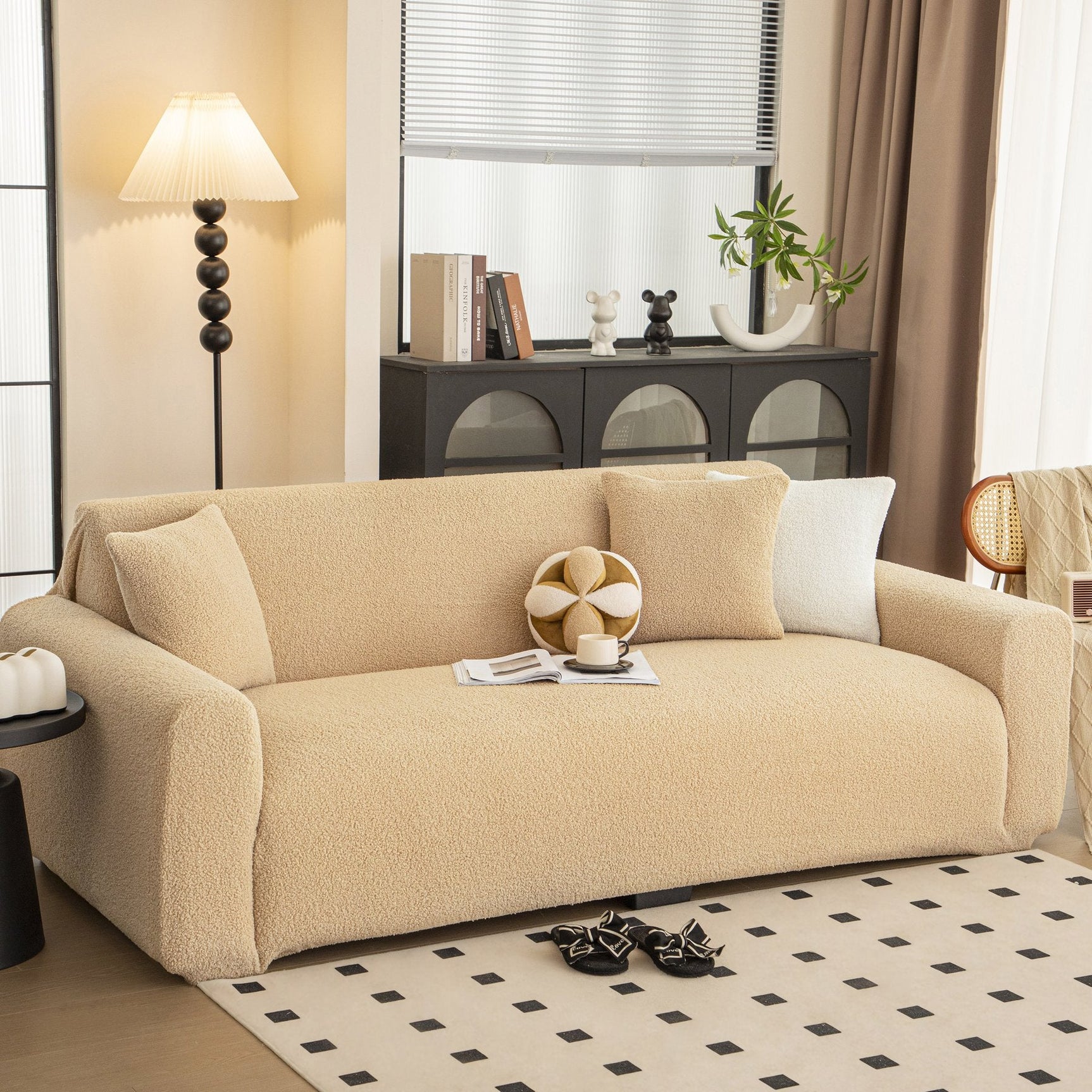 Stretch Plush Fitted Couch Slipcover Furniture Protector for 1/2/3/4/5 Cushion Couch - Ornate Home