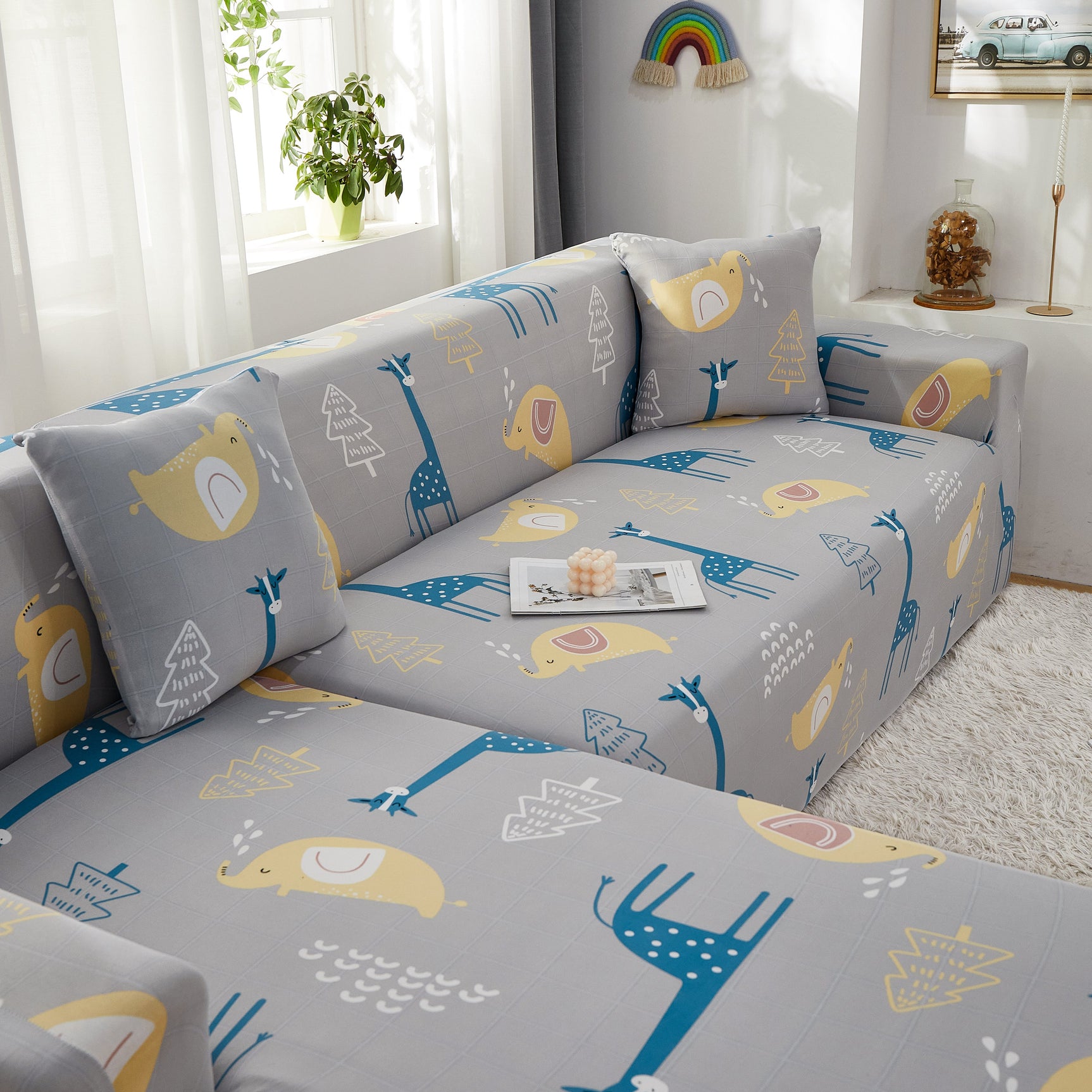 Stretch Slipcover for L Shape Sectional Sofa, Durable & Washable Furniture Protector with Elastic Bottom - Great for Pets & Kids - Ornate Home