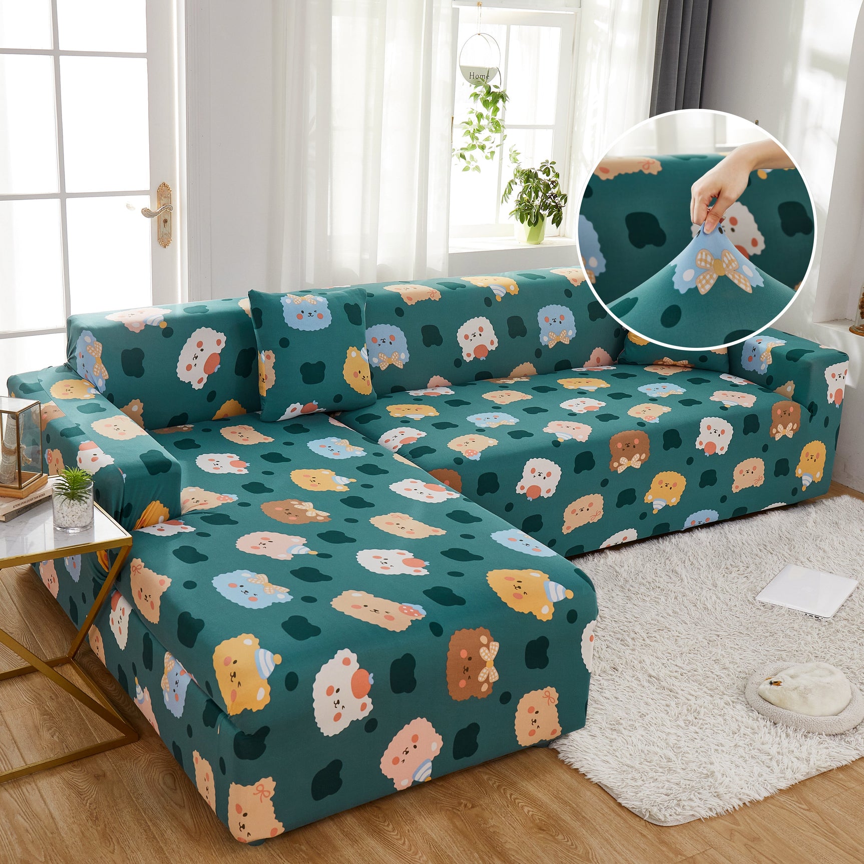 Stretch Sofa Covers for Sectional Couch, Washable Non Slip Slipcovers with Pillowcases - Ornate Home