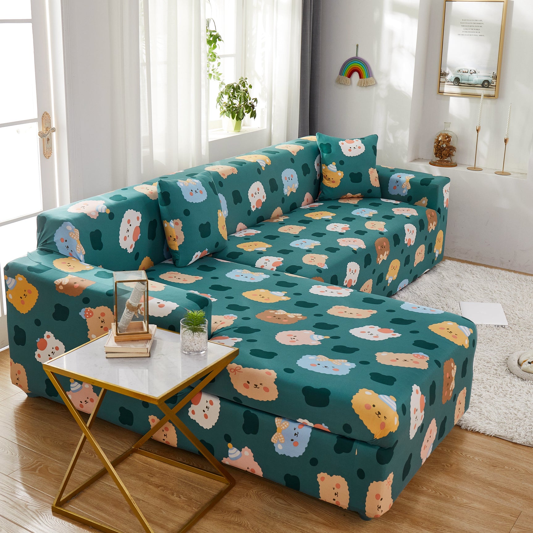 Stretch Sofa Covers for Sectional Couch, Washable Non Slip Slipcovers with Pillowcases - Ornate Home