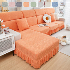 Stretch Sofa Covers with Skirt for Couch Seat and Cushion, Chaise, Sectional, 1/2/3/4 Seater Sofas - Ornate Home