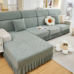 Stretch Sofa Covers with Skirt for Couch Seat and Cushion, Chaise, Sectional, 1/2/3/4 Seater Sofas - Ornate Home