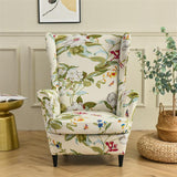 Stretch Spandex Nordic Floral Removable Wing Chair Cover, Relaxing Seat Covers Slipcovers for Armchairs - Ornate Home