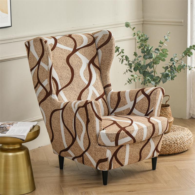 Stretch Spandex Nordic Floral Removable Wing Chair Cover, Relaxing Seat Covers Slipcovers for Armchairs - Ornate Home