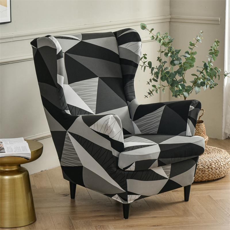 Stretch Spandex Nordic Floral Removable Wing Chair Cover, Relaxing Seat Covers Slipcovers for Armchairs - Ornate Home