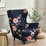 Stretch Spandex Nordic Floral Removable Wing Chair Cover, Relaxing Seat Covers Slipcovers for Armchairs - Ornate Home
