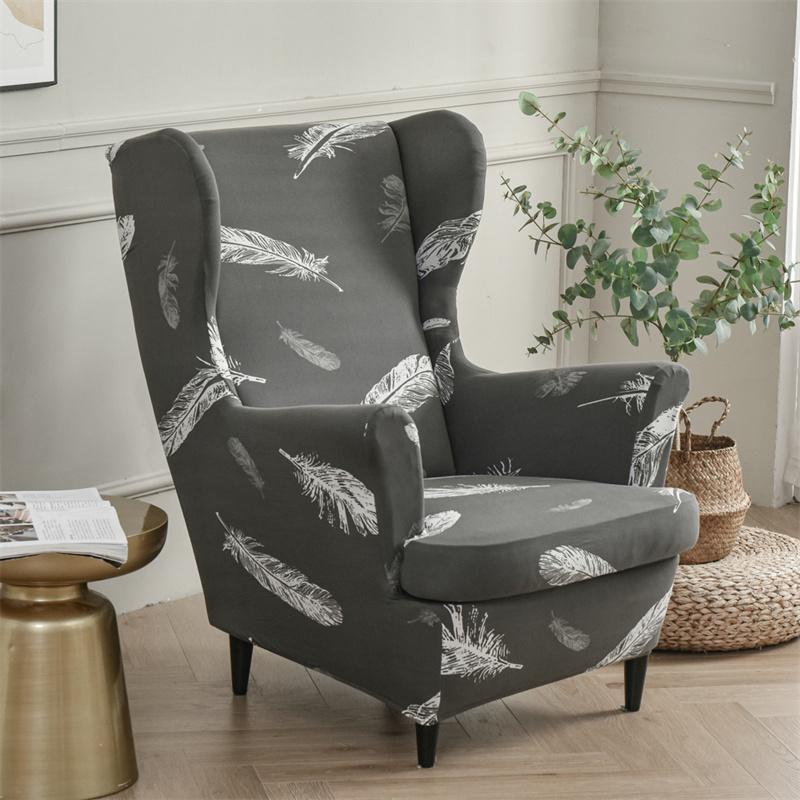 Stretch Spandex Nordic Floral Removable Wing Chair Cover, Relaxing Seat Covers Slipcovers for Armchairs - Ornate Home