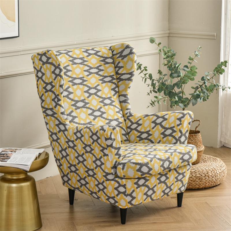 Stretch Spandex Nordic Floral Removable Wing Chair Cover, Relaxing Seat Covers Slipcovers for Armchairs - Ornate Home