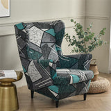 Stretch Spandex Nordic Floral Removable Wing Chair Cover, Relaxing Seat Covers Slipcovers for Armchairs - Ornate Home