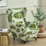 Stretch Spandex Nordic Floral Removable Wing Chair Cover, Relaxing Seat Covers Slipcovers for Armchairs - Ornate Home