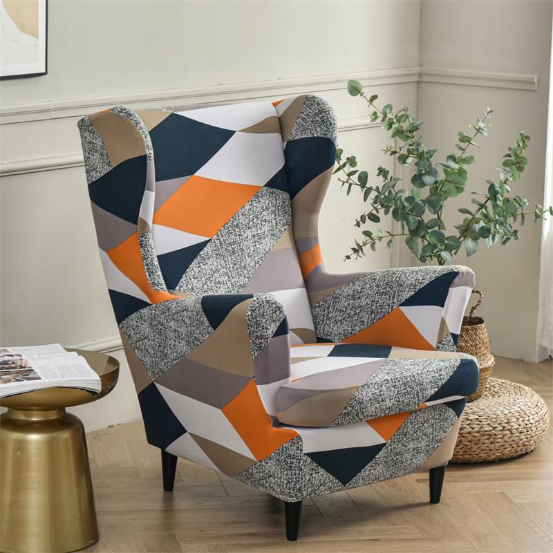 Stretch Spandex Nordic Floral Removable Wing Chair Cover, Relaxing Seat Covers Slipcovers for Armchairs - Ornate Home