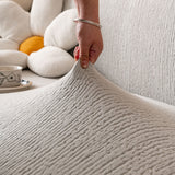 Stretch Textured Vertical Stripe Couch Slipcover, Soft Jacquard Elastic Sofa Cover - Ornate Home