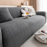 Stretch Textured Vertical Stripe Couch Slipcover, Soft Jacquard Elastic Sofa Cover - Ornate Home