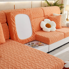 Stretchable Cotton Velvet Non-Slip Furniture Covers Couch Cushion Covers for L-Shaped Sofa, Pets - Ornate Home