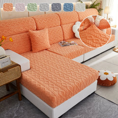 Stretchable Cotton Velvet Non-Slip Furniture Covers Couch Cushion Covers for L-Shaped Sofa, Pets - Ornate Home