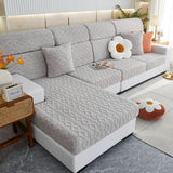 Stretchable Cotton Velvet Non-Slip Furniture Covers Couch Cushion Covers for L-Shaped Sofa, Pets - Ornate Home