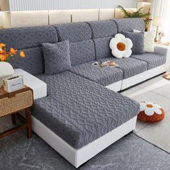 Stretchable Cotton Velvet Non-Slip Furniture Covers Couch Cushion Covers for L-Shaped Sofa, Pets - Ornate Home