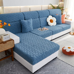 Stretchable Cotton Velvet Non-Slip Furniture Covers Couch Cushion Covers for L-Shaped Sofa, Pets - Ornate Home