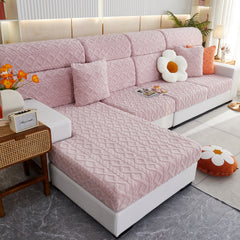 Stretchable Cotton Velvet Non-Slip Furniture Covers Couch Cushion Covers for L-Shaped Sofa, Pets - Ornate Home