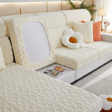 Stretchable Cotton Velvet Non-Slip Furniture Covers Couch Cushion Covers for L-Shaped Sofa, Pets - Ornate Home