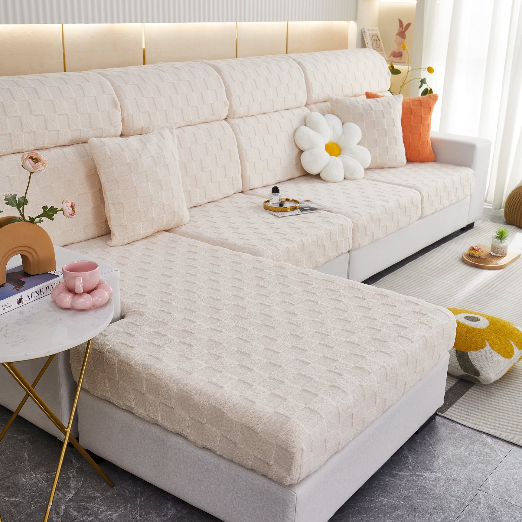Stretchable Cotton Velvet Sofa Cover Furniture Covers for Pets Slipcovers and Couch Cushion Covers - Ornate Home