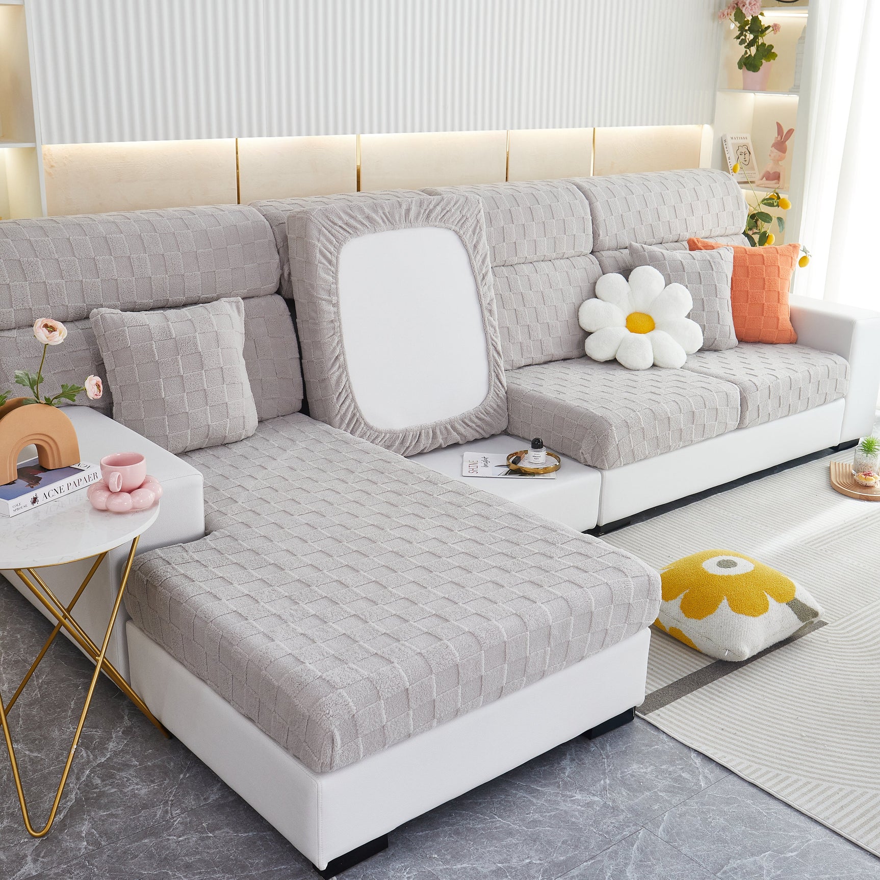 Stretchable Cotton Velvet Sofa Cover Furniture Covers for Pets Slipcovers and Couch Cushion Covers - Ornate Home