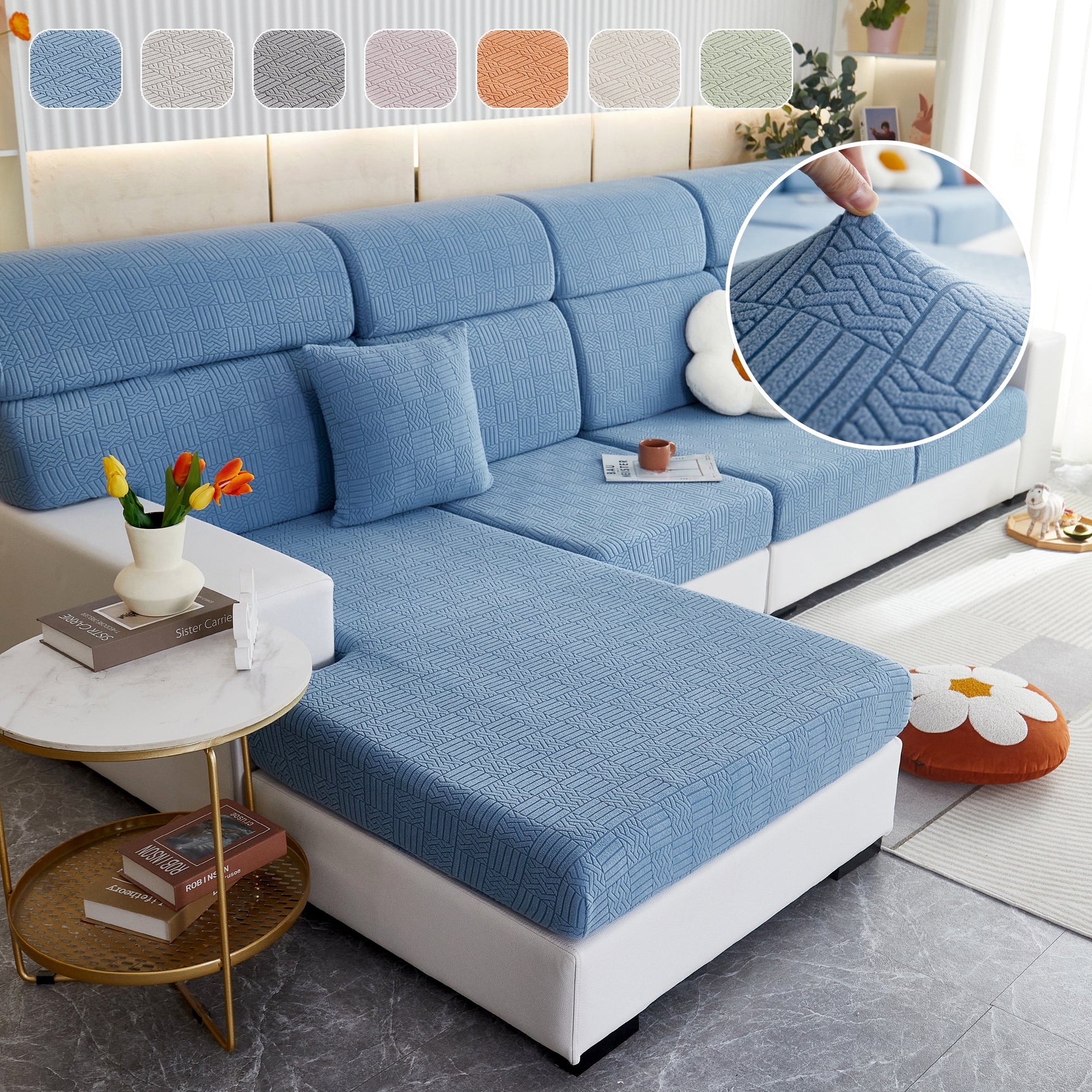 Stretchable Jacquard Fleece Sofa Cover Non-Slip Pet Furniture Protector Recliner and Cushion Slipcovers - Ornate Home