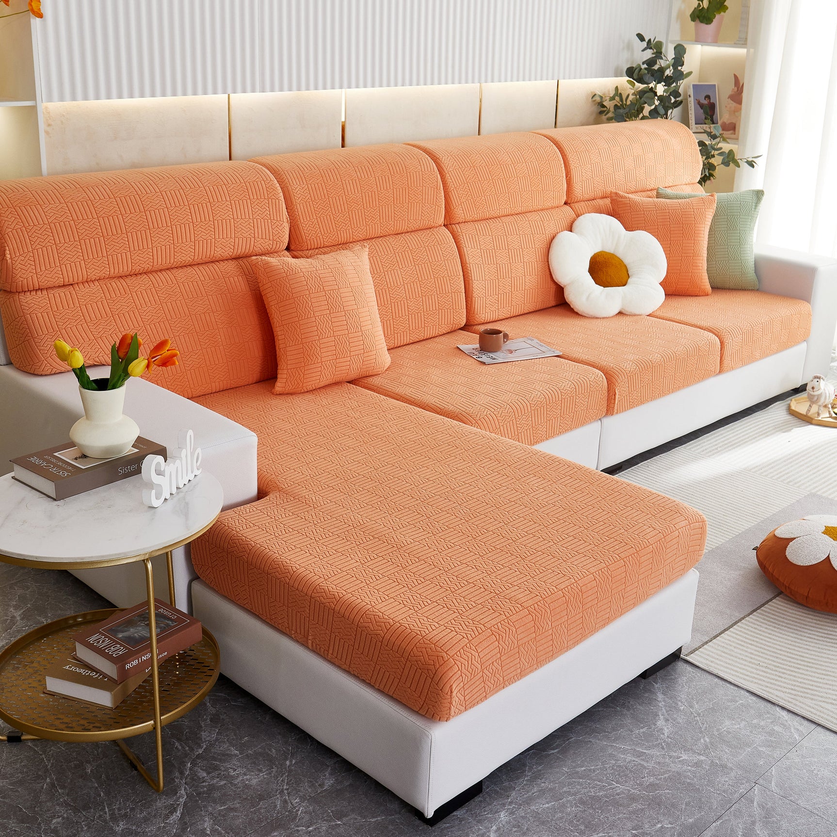 Stretchable Jacquard Fleece Sofa Cover Non-Slip Pet Furniture Protector Recliner and Cushion Slipcovers - Ornate Home