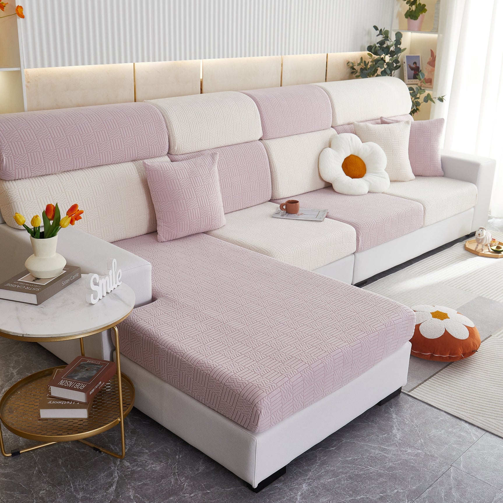 Stretchable Jacquard Fleece Sofa Cover Non-Slip Pet Furniture Protector Recliner and Cushion Slipcovers - Ornate Home