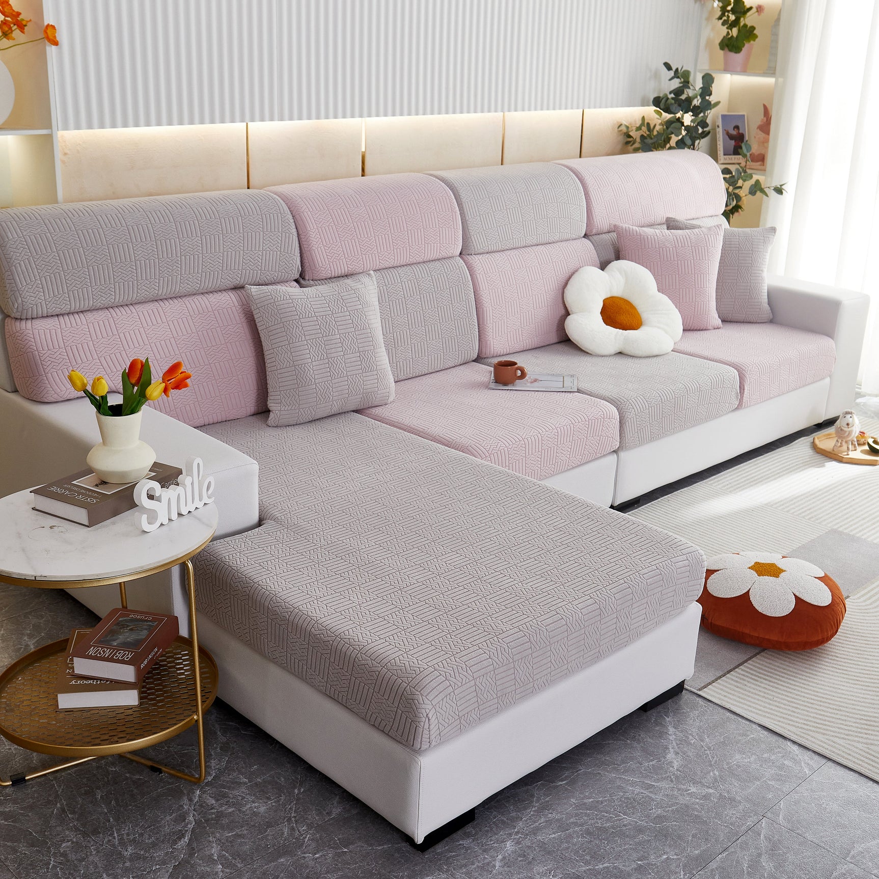 Stretchable Jacquard Fleece Sofa Cover Non-Slip Pet Furniture Protector Recliner and Cushion Slipcovers - Ornate Home