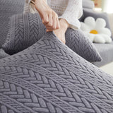 Stretchable Jacquard Polar Fleece Sofa Cover Non-Slip Furniture Protector for Pets L-Shaped Couch Slipcovers - Ornate Home