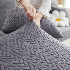 Stretchable Jacquard Polar Fleece Sofa Cover Non-Slip Furniture Protector for Pets L-Shaped Couch Slipcovers - Ornate Home