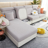 Stretchable Jacquard Polar Fleece Sofa Cover Non-Slip Furniture Protector for Pets L-Shaped Couch Slipcovers - Ornate Home
