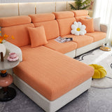 Stretchable Jacquard Polar Fleece Sofa Cover Non-Slip Furniture Protector for Pets L-Shaped Couch Slipcovers - Ornate Home