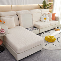 Stretchable Jacquard Polar Fleece Sofa Cover Non-Slip Furniture Protector for Pets L-Shaped Couch Slipcovers - Ornate Home