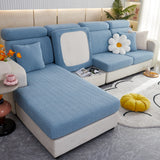 Stretchable Jacquard Polar Fleece Sofa Cover Non-Slip Furniture Protector for Pets L-Shaped Couch Slipcovers - Ornate Home