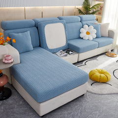 Stretchable Jacquard Polar Fleece Sofa Cover Non-Slip Furniture Protector for Pets L-Shaped Couch Slipcovers - Ornate Home