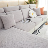 Stretchable Jacquard Polar Fleece Sofa Cover Non-Slip Furniture Protector for Pets L-Shaped Couch Slipcovers - Ornate Home