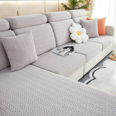 Stretchable Jacquard Polar Fleece Sofa Cover Non-Slip Furniture Protector for Pets L-Shaped Couch Slipcovers - Ornate Home