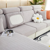 Stretchable Jacquard Polar Fleece Sofa Cover Non-Slip Furniture Protector for Pets L-Shaped Couch Slipcovers - Ornate Home
