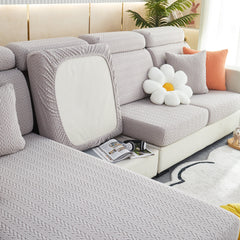 Stretchable Jacquard Polar Fleece Sofa Cover Non-Slip Furniture Protector for Pets L-Shaped Couch Slipcovers - Ornate Home