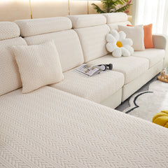 Stretchable Jacquard Polar Fleece Sofa Cover Non-Slip Furniture Protector for Pets L-Shaped Couch Slipcovers - Ornate Home