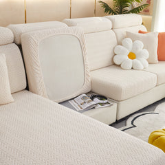 Stretchable Jacquard Polar Fleece Sofa Cover Non-Slip Furniture Protector for Pets L-Shaped Couch Slipcovers - Ornate Home