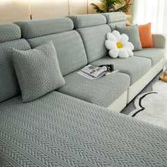Stretchable Jacquard Polar Fleece Sofa Cover Non-Slip Furniture Protector for Pets L-Shaped Couch Slipcovers - Ornate Home